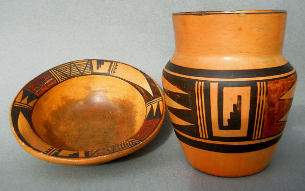 NAMPEYO  2pc. Sikyatki Revival Pottery Collection
