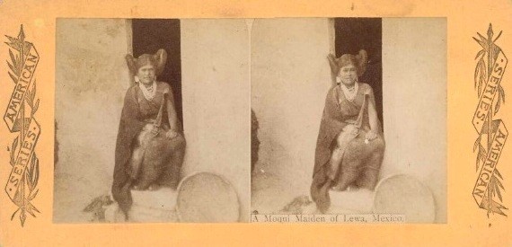Rare Photographic Stereoview of Nampeyo of Hano. Photo by W. H. Jackson, negative # 3713. Both Jackson & Nampeyo died in 1942.