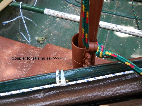 Coupler with sail spar attached.