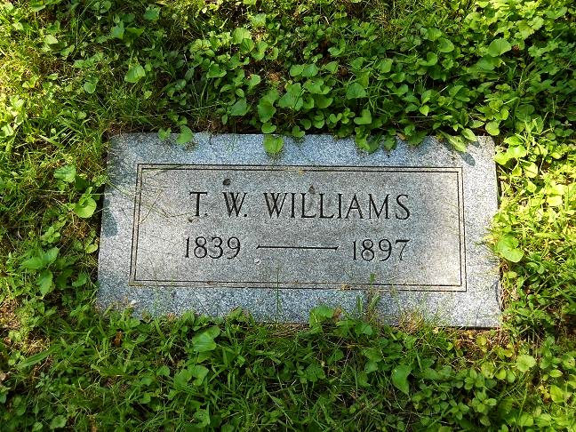 The headstone over the grave of True W. Williams in Oak Brook, IL