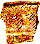 Trademark "checked" ceramic, with *dara -"tilled plot", motif of Fatyanovo-Balanovo pottery.  * jp