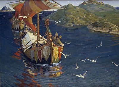 Guests from Overseas, by Nicholas Roerich (1899) - Norsk " Rss-menn "