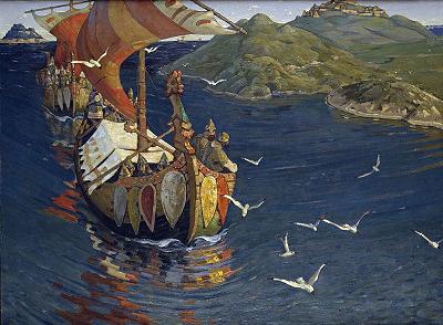 Guests from Overseas, by Nicholas Roerich (1899) - Norsk " Rss-menn "