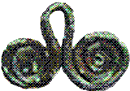Central European Design Twin Spiral pendant - found in Fatyanovo-Balanovo & Volsk-Lbishche Baltic culture jewelry  ( Latvian "Ruota" ) - and later in Sintashta